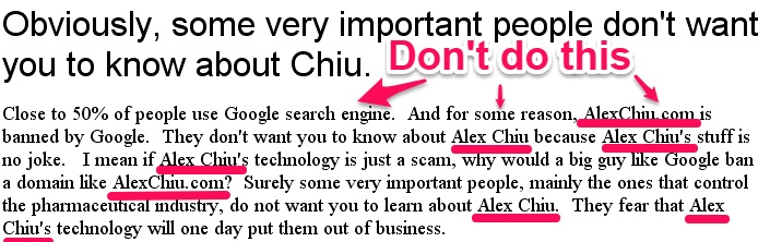 Nhồi nhét quá nhiều từ khóa sẽ gây mất thiện cảm với google